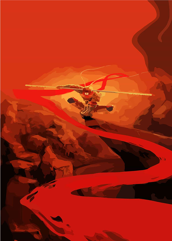 Monkey King on Fiery Mountain Path