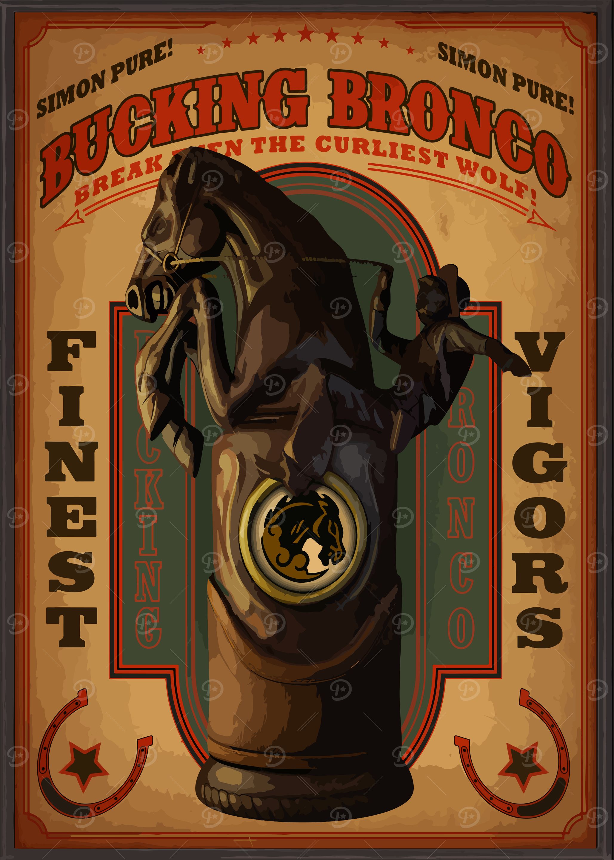 Bucking Bronco Vintage Style Poster