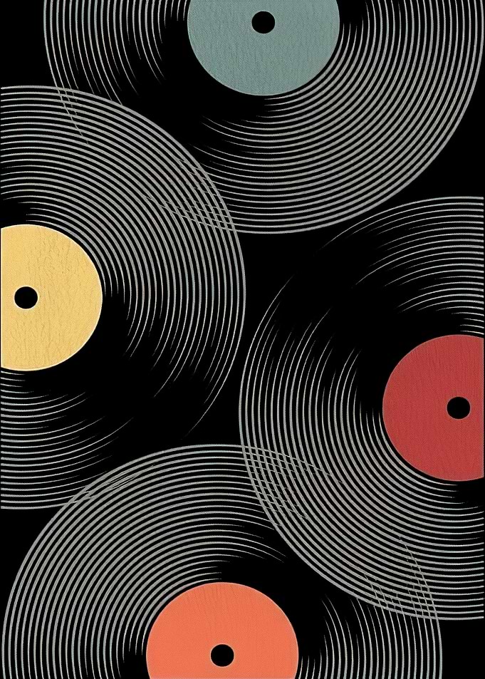 Retro Vinyl Records Art