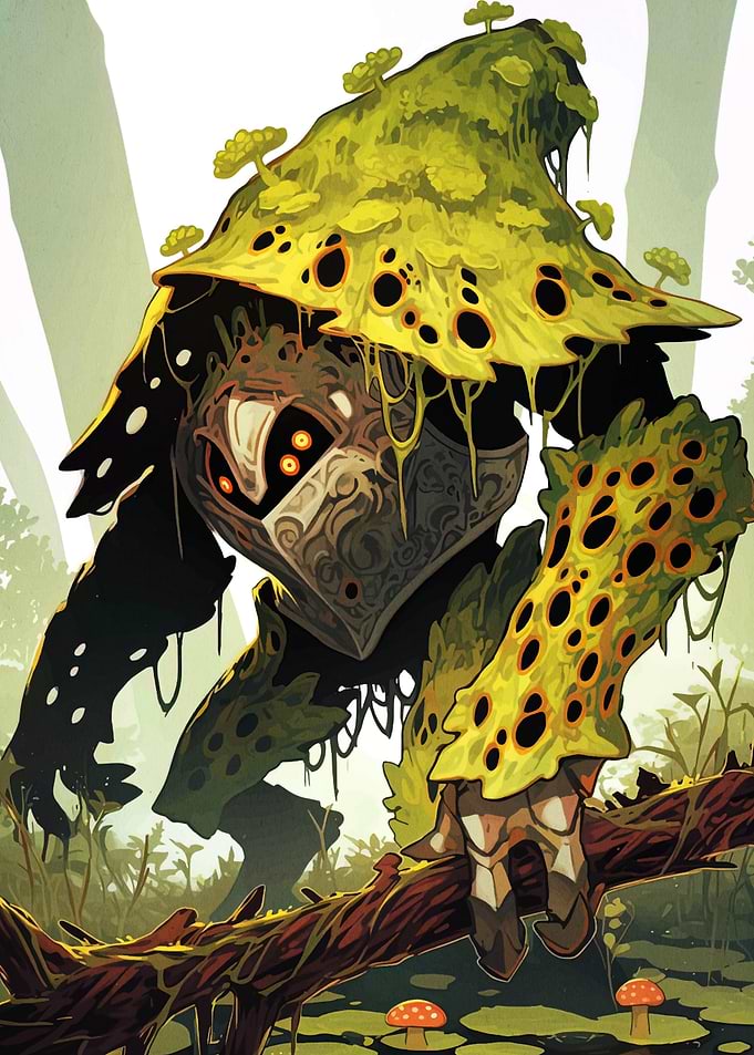 Mushroom Creature in Forest Illustration