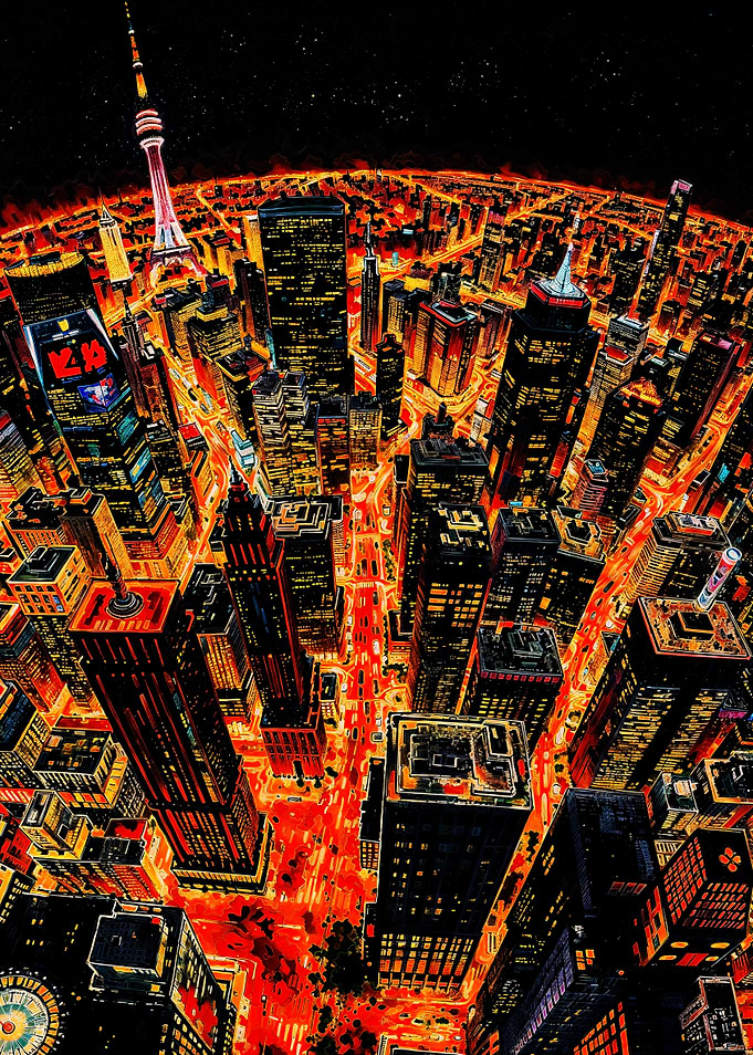 Neon Cityscape - Glowing Skyline with Tower and Urban Energy