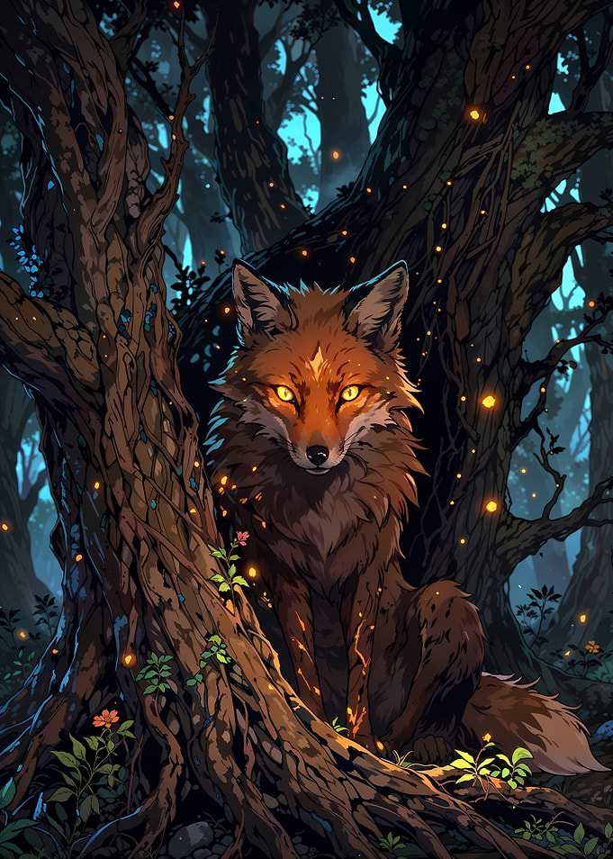 Fox in Mystical Forest