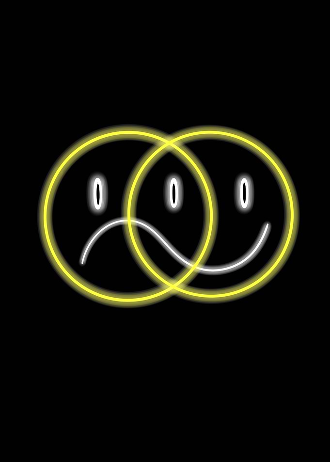 Happy and Sad Duality Neon Faces