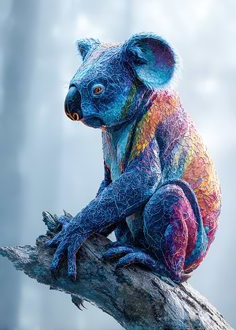 Colorful Koala on Branch