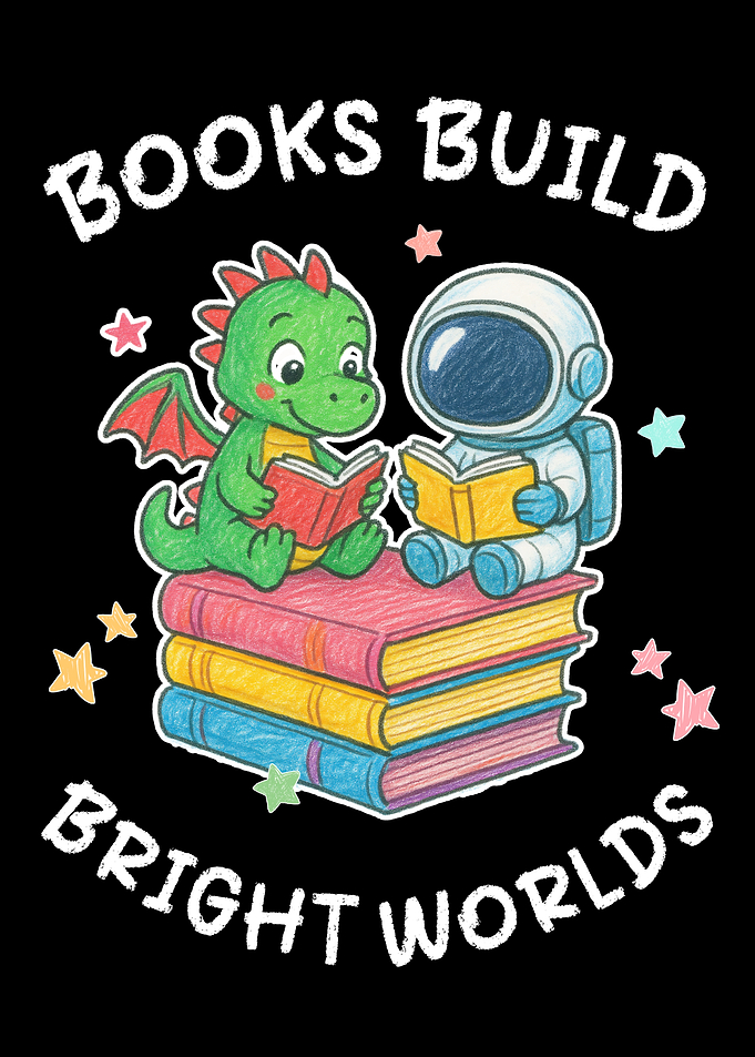 Dragon and Astronaut Books Build Bright Worlds Illustration