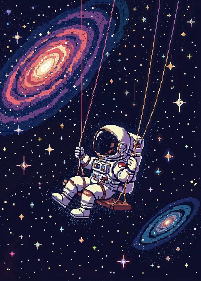 Dream Big Astronaut - Swing Through the Stars - Pixel Space