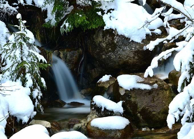 Winter Waterfall Scene