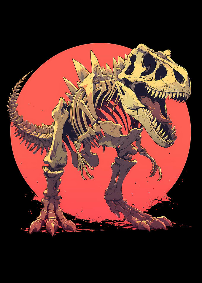 T-Rex Skeleton Pixel Art