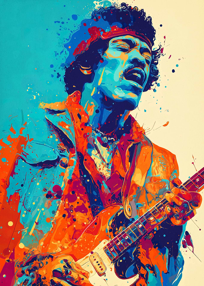 Jimi Hendrix Colorful Portrait