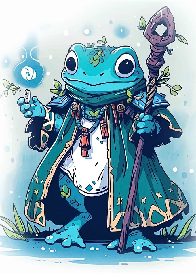 Frog Wizard Cartoon Character