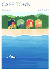 Cape Town Beach Huts Illustration