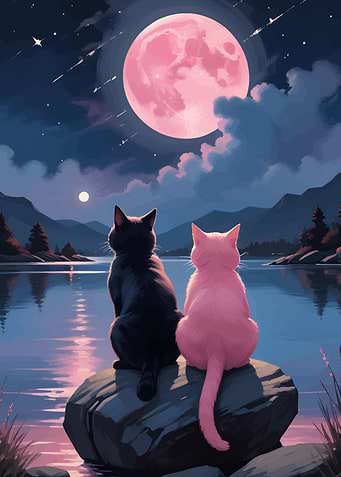Cats under the Pink Moon