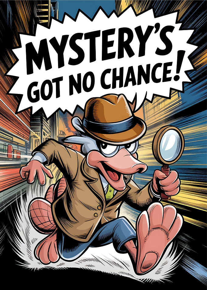 Platypus Detective Comic Style Illustration