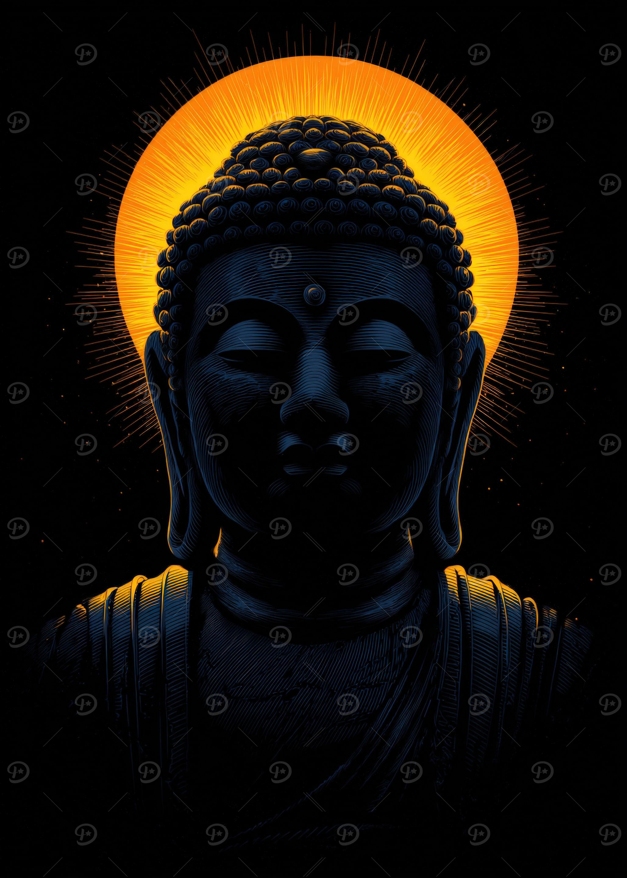 Buddha Portrait with Golden Halo