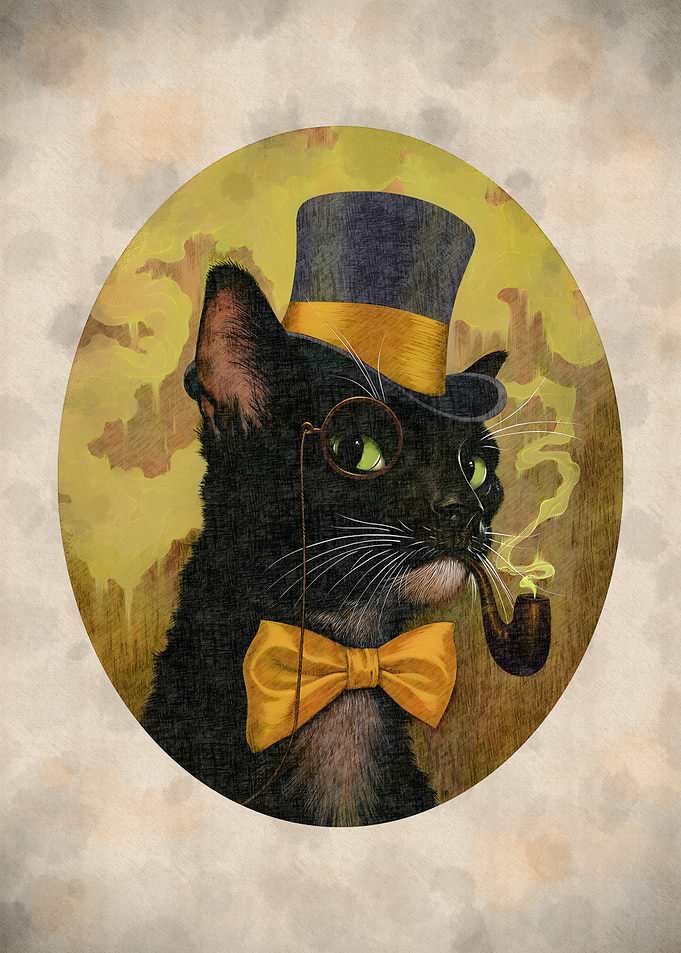 Dapper Cat Portrait with Top Hat