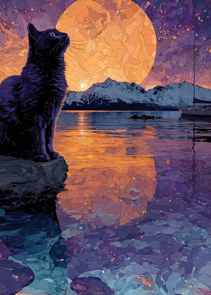 Black Cat by the Lake