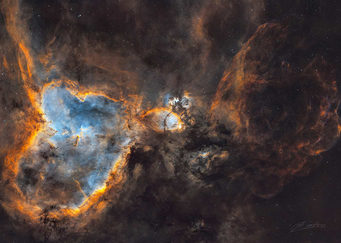 Heart Nebula and a cosmic explosion