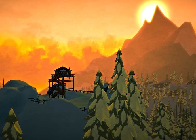 Winter Landscape with Fire Lookout Tower