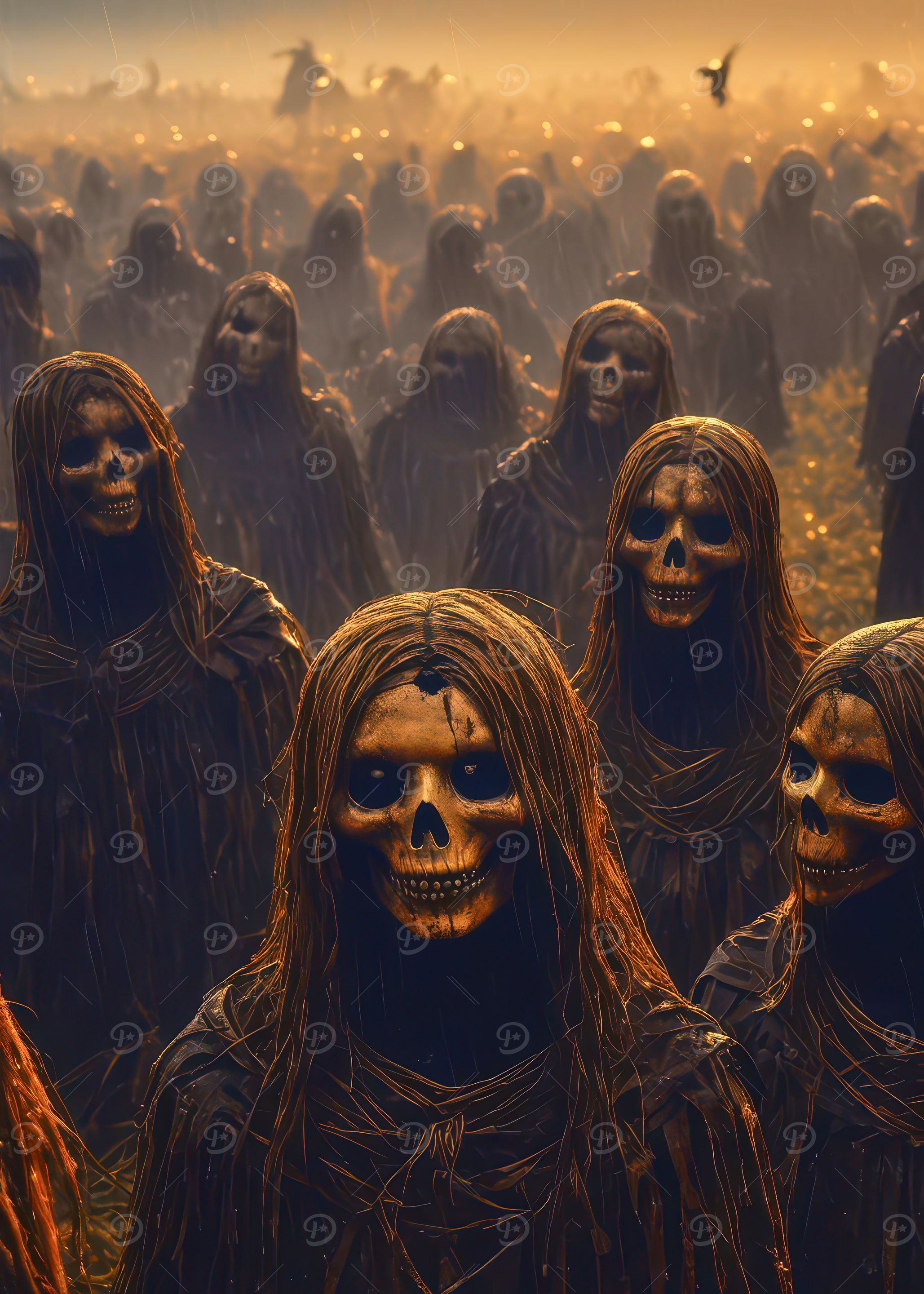 Undead Horde in Misty Landscape