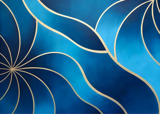 Abstract Blue and Gold Geometric Art