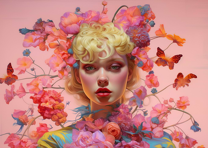 Floral Portrait of a Woman