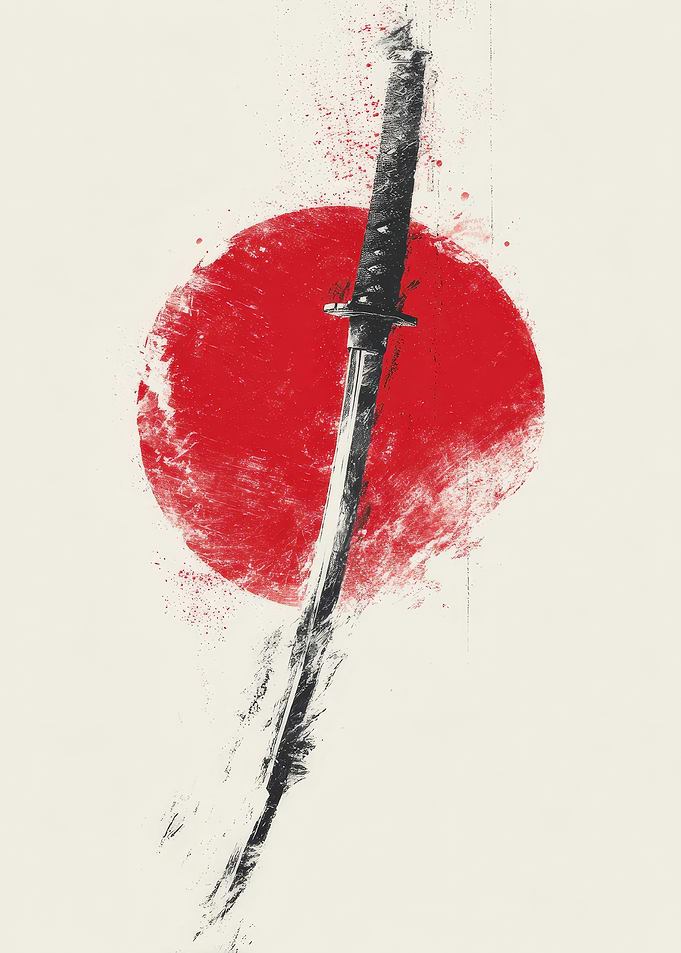 Katana and Red Sun