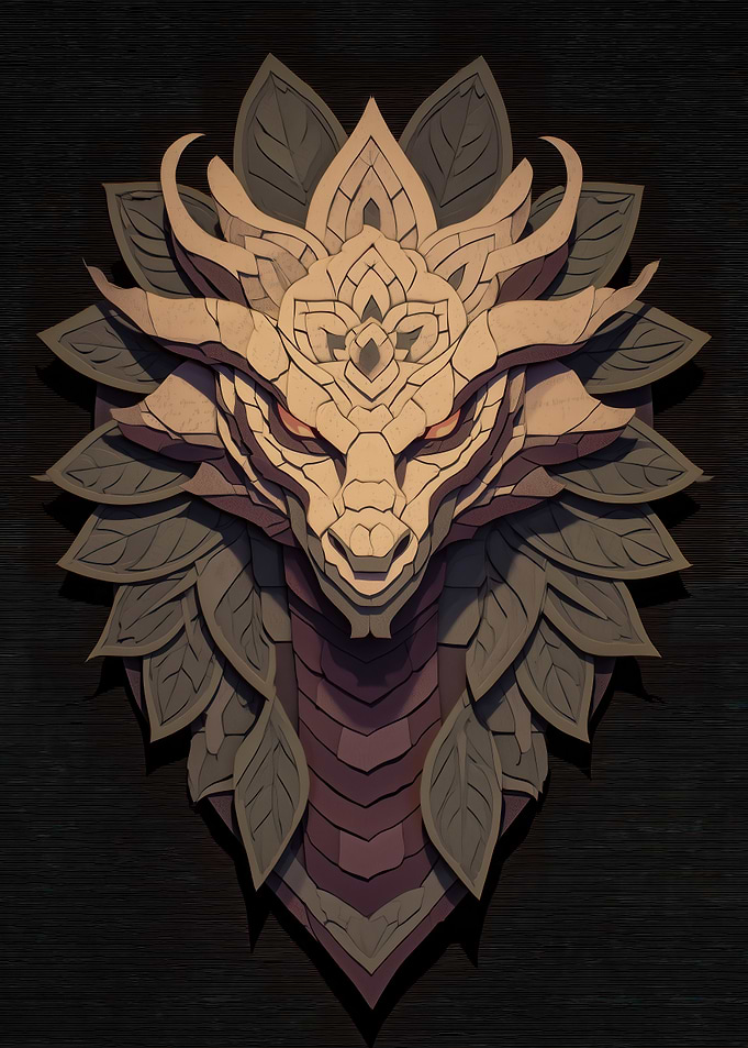 Dragon Head with Leaf-like Mane