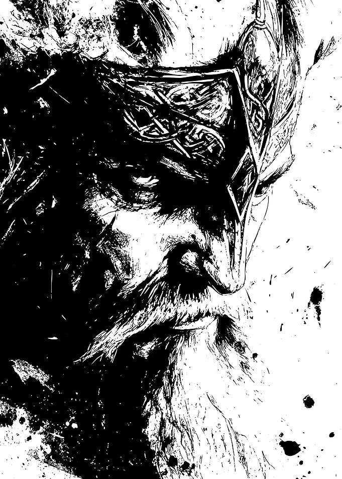 Monochrome Warrior Portrait