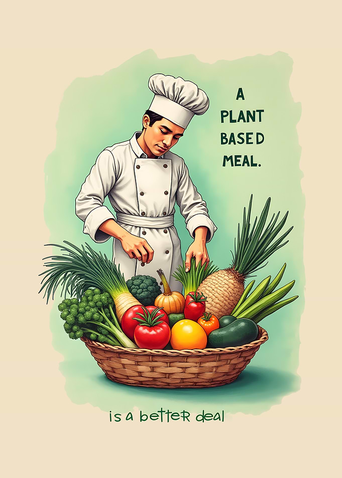 Plant-Based Vegan Meal Illustration
