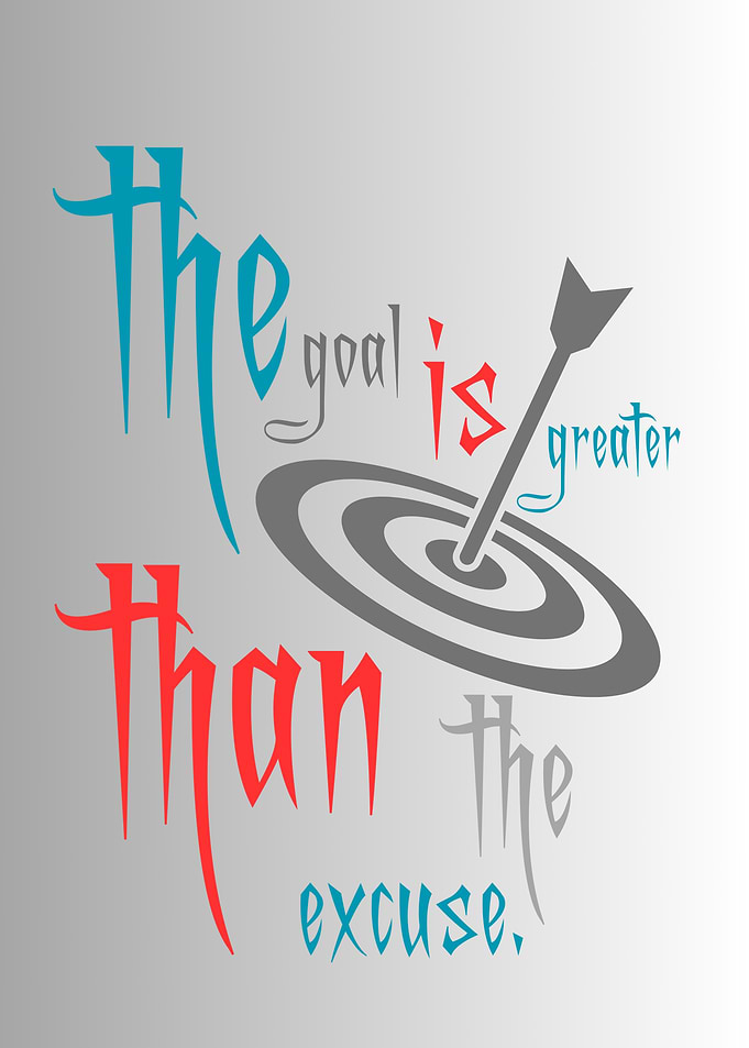 Motivational Goal Exceeds Excuse Graphic