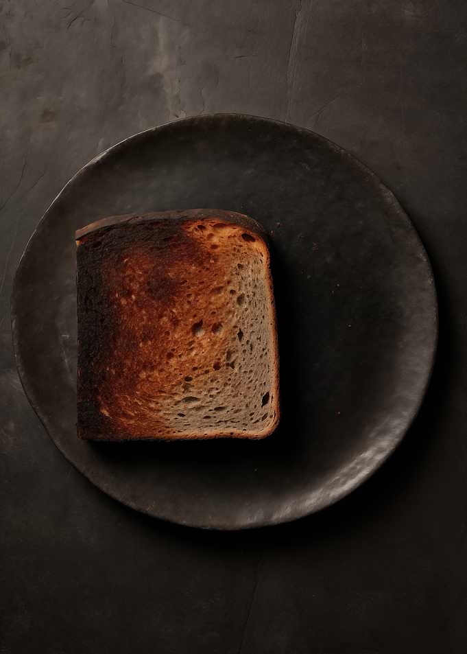 Burnt Toast on Dark Plate