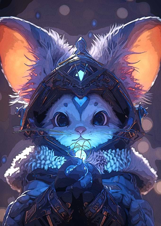 Armored Cat Holding Glowing
