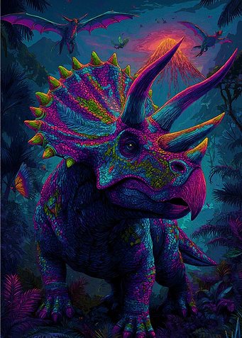 Colorful Triceratops Jungle