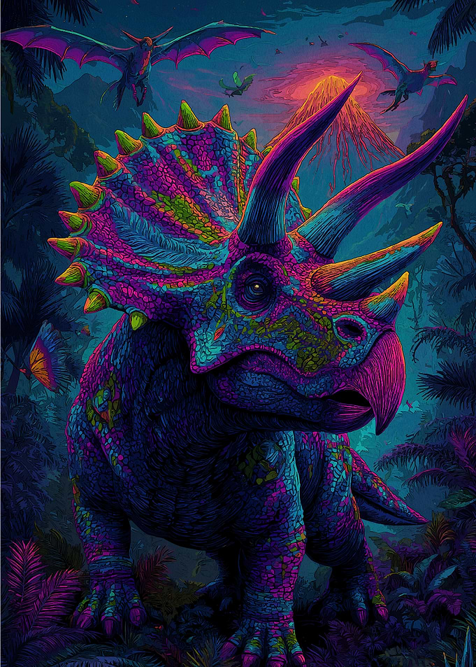Colorful Triceratops Jungle