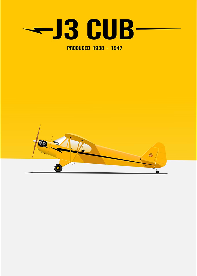 J3 Cub Airplane Minimalist Poster