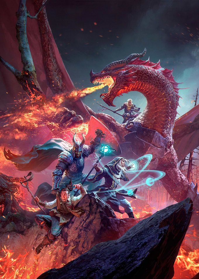D&D Dragon Attack Scene