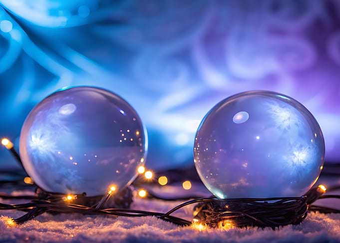 Two Crystal Balls with Fairy Lights