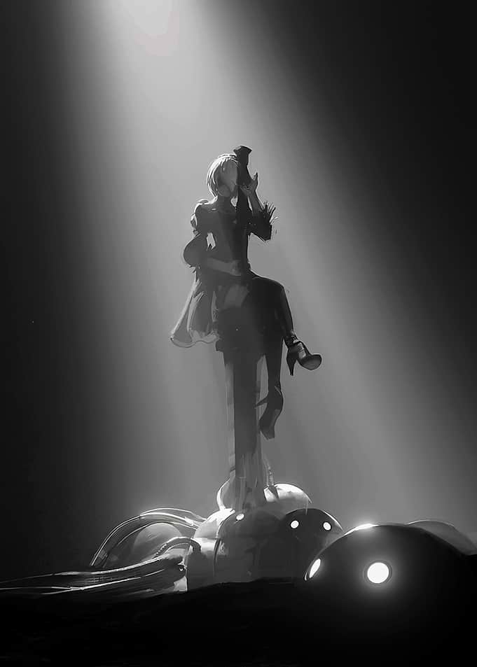 2B Nier Automata Monochrome Art