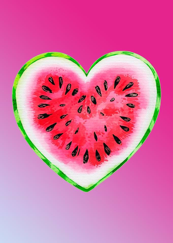 Watermelon Heart Watercolor
