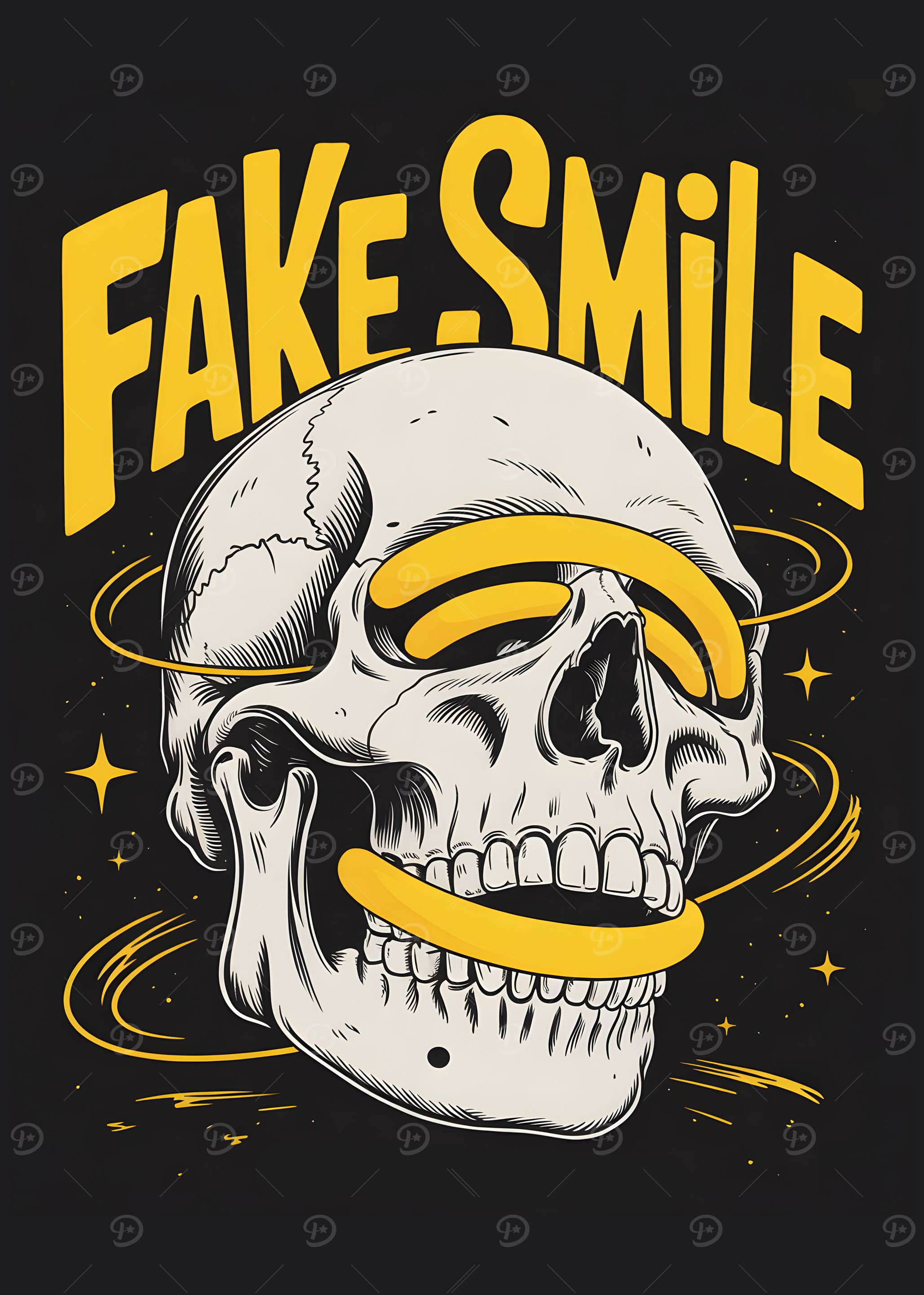 Fake Smile Skull Illustration