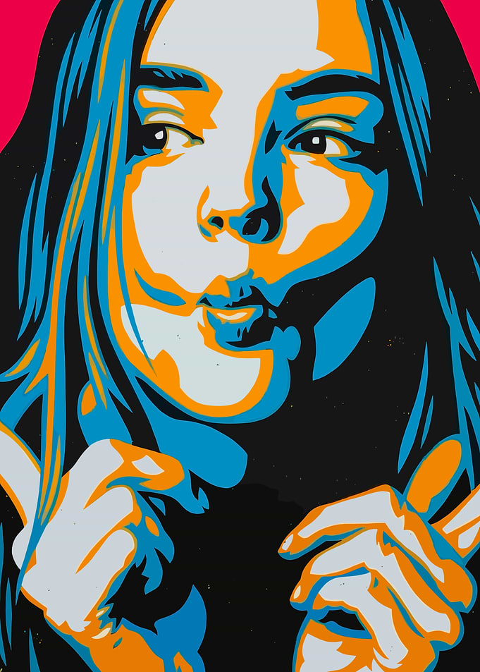 Pop Art Portrait with Peace Sign