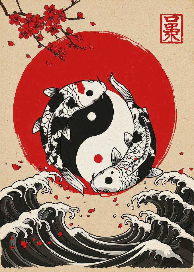 Yin Yang Koi Fish Art