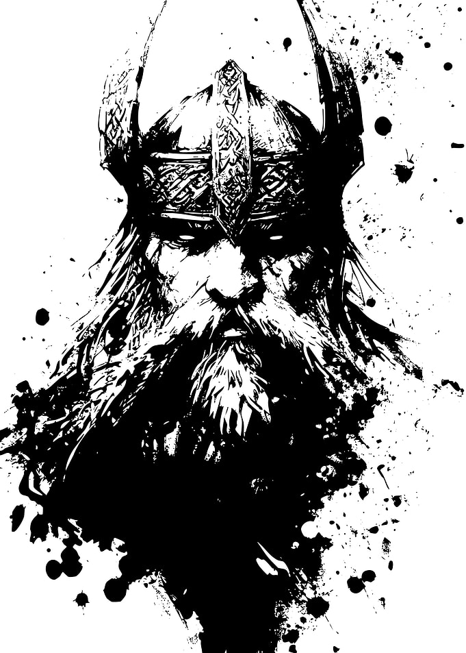 Viking Warrior Ink Illustration