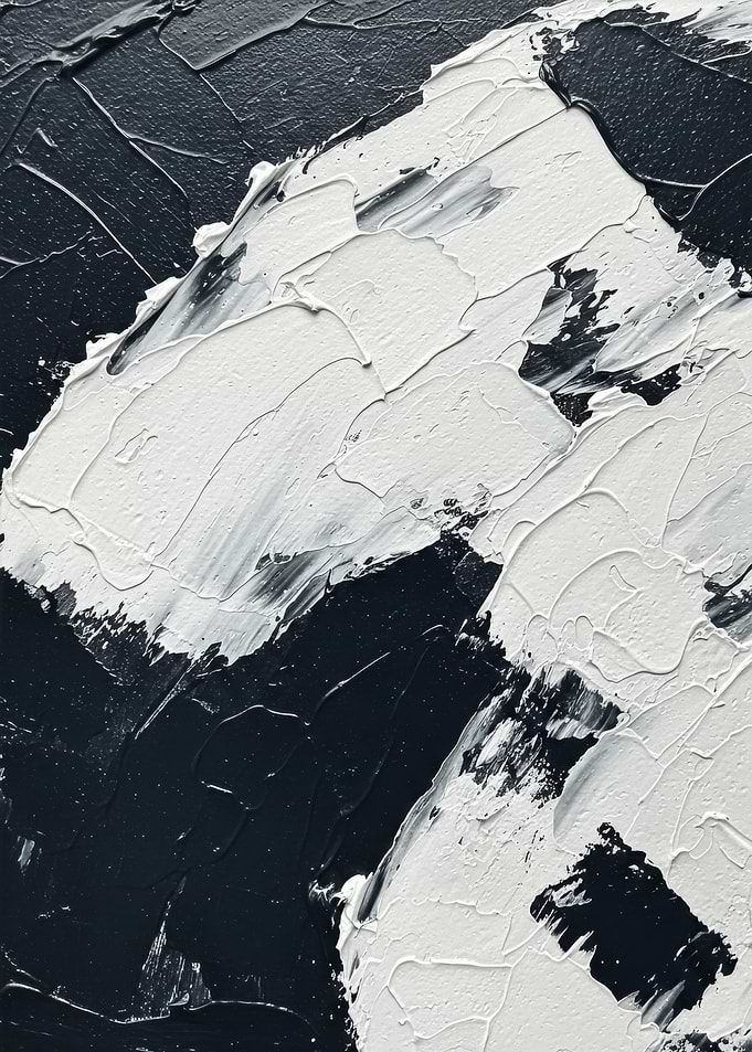 Abstract Black and White Oil Painting
