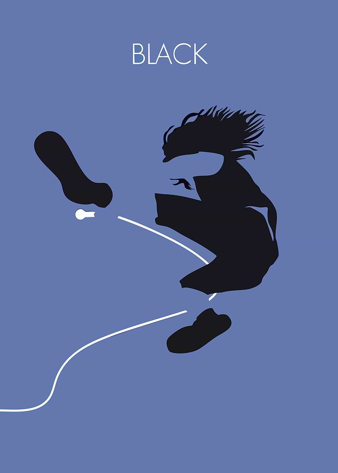 Black Silhouette Figure with Headphones