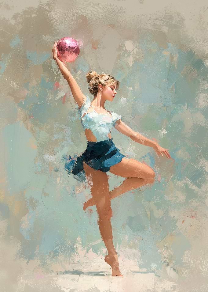 Gymnast with Ball Painting | Gymnastics Room Decor