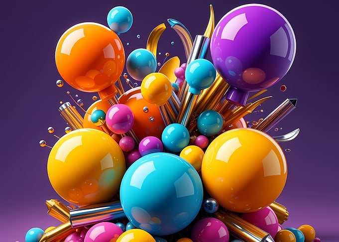 Colorful Abstract Spheres and Metallic Elements