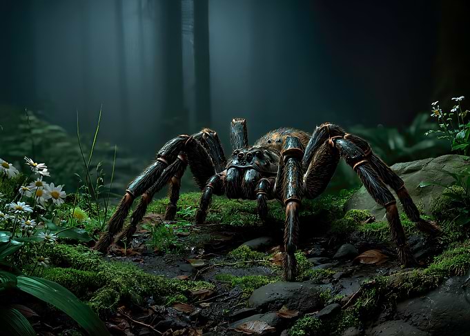 Giant Spider in Misty Forest