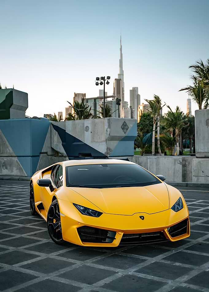 Yellow Lamborghini in Dubai