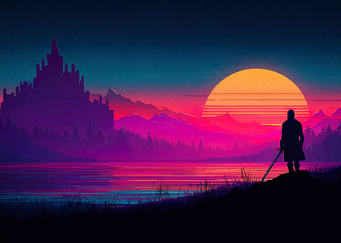 Synthwave Knight Landscape